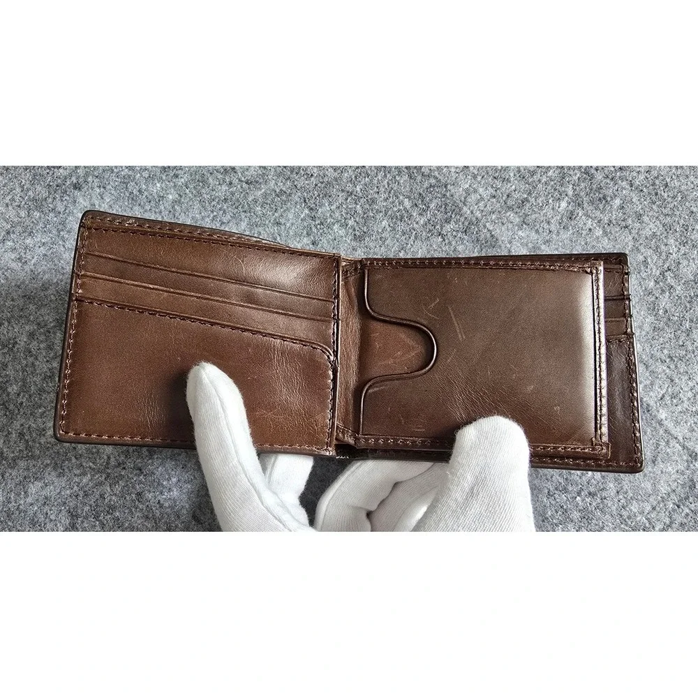 Fossil Men's Derrick RFID-Blocking Bifold Wallet brown distressed leather NWOT